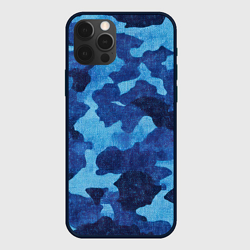 Чехол iPhone 12 Pro Max Синий камуфляж / 3D-Черный – фото 1