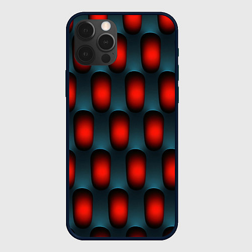 Чехол iPhone 12 Pro Max Металлическая решетка паттерн / 3D-Черный – фото 1