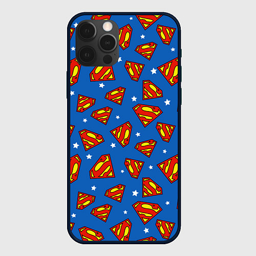 Чехол iPhone 12 Pro Max Супермен паттерн / 3D-Черный – фото 1