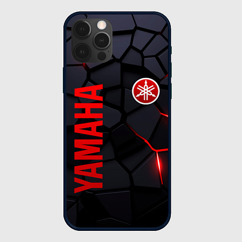 Чехол iPhone 12 Pro Max Yamaha - плиты с эффектом свечения / 3D-Черный – фото 1