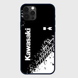 Чехол iPhone 12 Pro Max Kawasaki - следы от шин