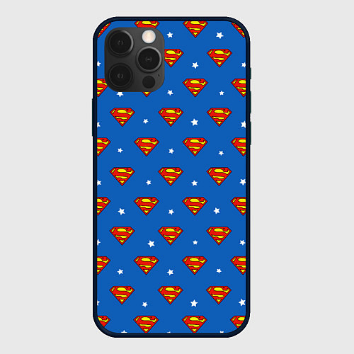 Чехол iPhone 12 Pro Max Супермен узор / 3D-Черный – фото 1