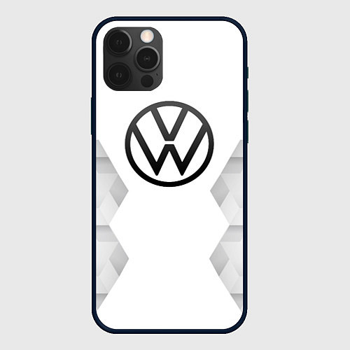 Чехол iPhone 12 Pro Max Volkswagen white poly / 3D-Черный – фото 1