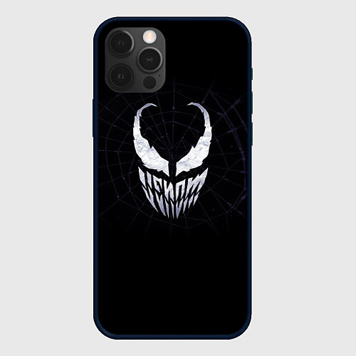 Чехол iPhone 12 Pro Max Venom face - logo / 3D-Черный – фото 1