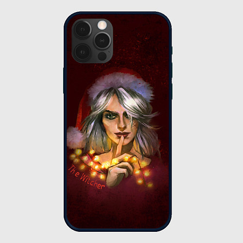 Чехол iPhone 12 Pro Max Цирилла в шапке - The Witcher new year / 3D-Черный – фото 1