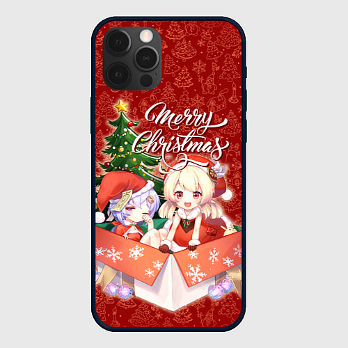 Чехол iPhone 12 Pro Max Геншин импакт Кли - Новый год / 3D-Черный – фото 1