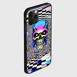 Чехол для iPhone 12 Pro Max Череп, сердце и оп-арт, цвет: 3D-черный — фото 2