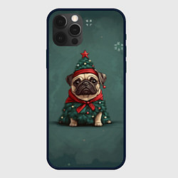 Чехол iPhone 12 Pro Max Мопс - новогодняя елочка