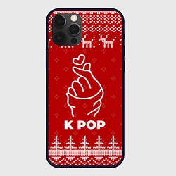 Чехол для iPhone 12 Pro Max Новогодний K Pop с оленями, цвет: 3D-черный