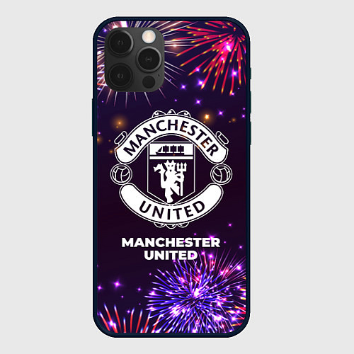 Чехол iPhone 12 Pro Max Праздничный Manchester United / 3D-Черный – фото 1