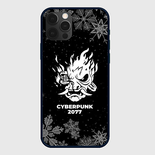 Чехол iPhone 12 Pro Max Снежный Cyberpunk 2077 / 3D-Черный – фото 1