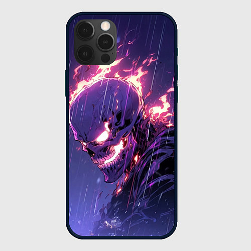 Чехол iPhone 12 Pro Max Ghost Rider - Neon rain / 3D-Черный – фото 1