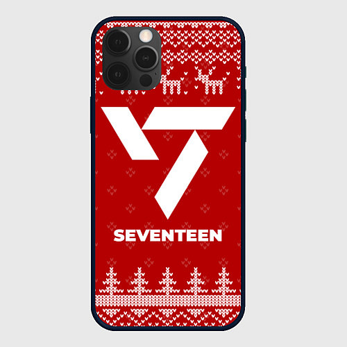 Чехол iPhone 12 Pro Max Новогодний Seventeen с оленями / 3D-Черный – фото 1