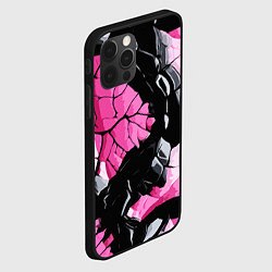 Чехол для iPhone 12 Pro Max Чёрные линии на чёрно-розовом фоне, цвет: 3D-черный — фото 2