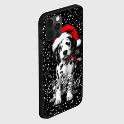 Чехол для iPhone 12 Pro Max Далматинец в шапке Деда Мороза, цвет: 3D-черный — фото 2