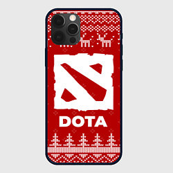 Чехол для iPhone 12 Pro Max Новогодний Dota с оленями, цвет: 3D-черный