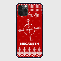 Чехол для iPhone 12 Pro Max Новогодний Megadeth с оленями, цвет: 3D-черный