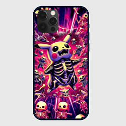 Чехол iPhone 12 Pro Max Пикачу и скелетики - авангардный паттерн