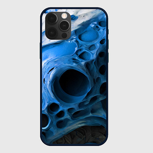 Чехол iPhone 12 Pro Max Сине-белая абстрактная структура / 3D-Черный – фото 1