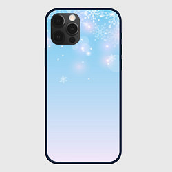 Чехол iPhone 12 Pro Max Зимний градиент со снежинками