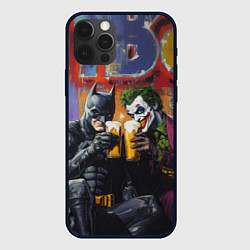 Чехол iPhone 12 Pro Max Джокер и Бэтмен пьют пиво