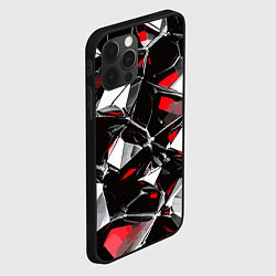 Чехол для iPhone 12 Pro Max Красно-белый паттерн на чёрном фоне, цвет: 3D-черный — фото 2