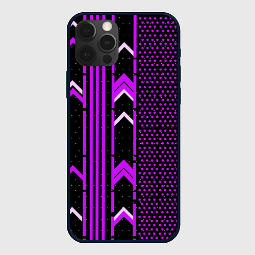 Чехол iPhone 12 Pro Max Фиолетовые обои на чёрном фоне / 3D-Черный – фото 1