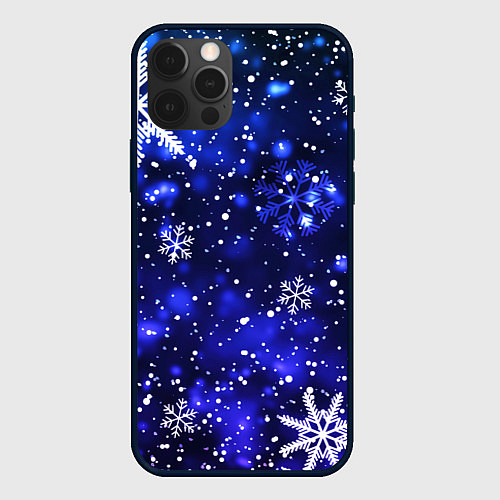 Чехол iPhone 12 Pro Max Новогодние узорчатые снежинки / 3D-Черный – фото 1