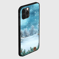 Чехол для iPhone 12 Pro Max Новогодний снег, цвет: 3D-черный — фото 2