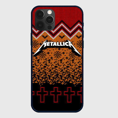 Чехол iPhone 12 Pro Max Metallica christmas ugly sweater / 3D-Черный – фото 1