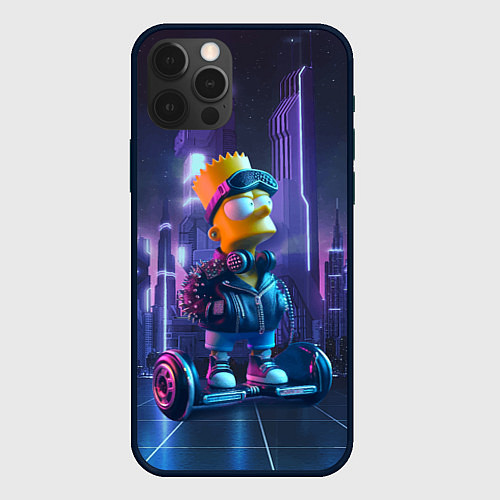 Чехол iPhone 12 Pro Max Bart Simpson on a gyro scooter - ai art / 3D-Черный – фото 1