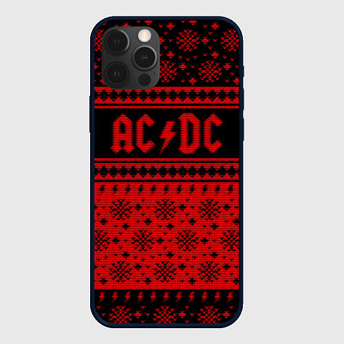 Чехол iPhone 12 Pro Max ACDC christmas sweater / 3D-Черный – фото 1