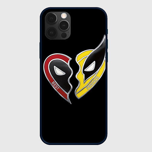 Чехол iPhone 12 Pro Max Deadpool and Wolverine best friends / 3D-Черный – фото 1