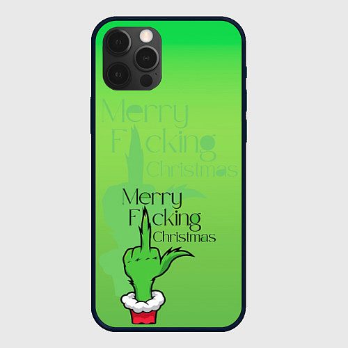 Чехол iPhone 12 Pro Max Гринч merry fucking christmas / 3D-Черный – фото 1