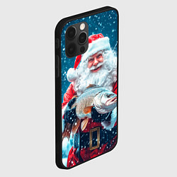 Чехол для iPhone 12 Pro Max Санта Клаус на рыбалке, цвет: 3D-черный — фото 2