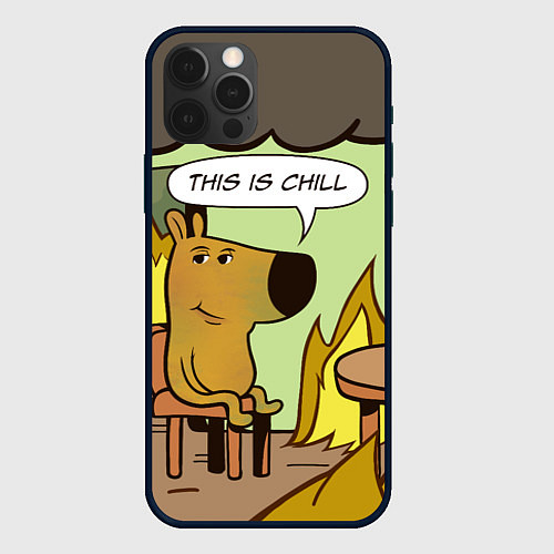 Чехол iPhone 12 Pro Max This is chill - this is fine мем / 3D-Черный – фото 1