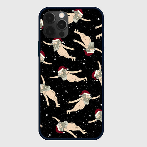Чехол iPhone 12 Pro Max Рик и Морти новогодний паттерн / 3D-Черный – фото 1