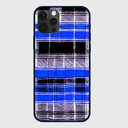 Чехол iPhone 12 Pro Max Белые полосы на чёрно-синем фоне