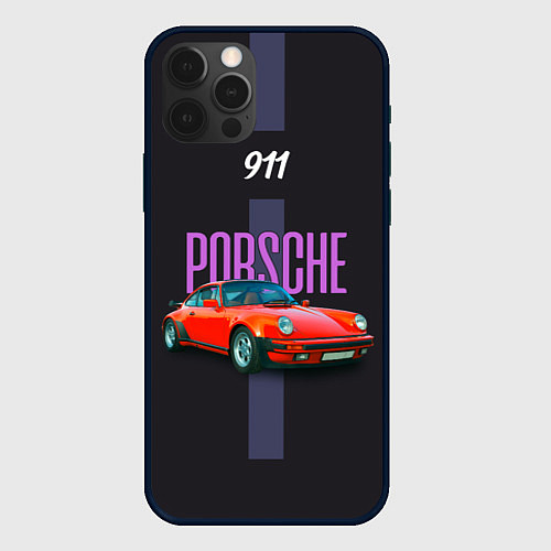 Чехол iPhone 12 Pro Max Porsche 911 cпортивный немецкий автомобиль / 3D-Черный – фото 1