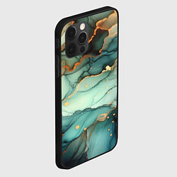 Чехол для iPhone 12 Pro Max Бирюзовый узор с оранжевыми вставками, цвет: 3D-черный — фото 2