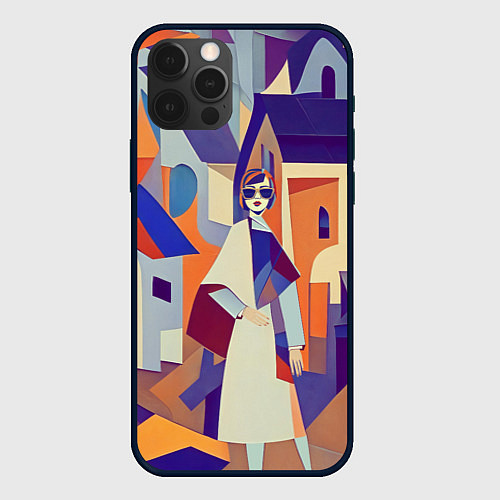 Чехол iPhone 12 Pro Max Кубизм абстрактный город / 3D-Черный – фото 1