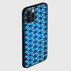 Чехол для iPhone 12 Pro Max Чёрно-белые фигуры на синем фоне, цвет: 3D-черный — фото 2