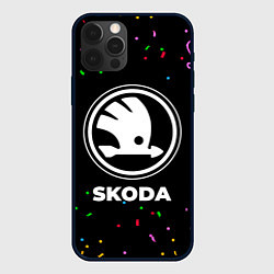 Чехол для iPhone 12 Pro Max Skoda конфети, цвет: 3D-черный