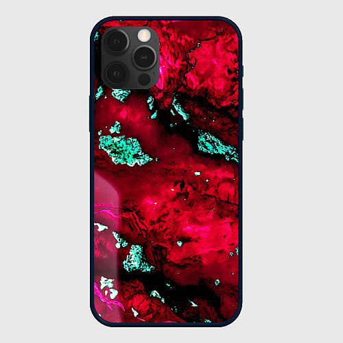 Чехол iPhone 12 Pro Max Абстракция красно-голубая / 3D-Черный – фото 1