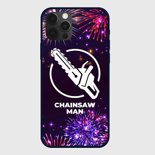 Чехол iPhone 12 Pro Max Праздничный Chainsaw Man / 3D-Черный – фото 1