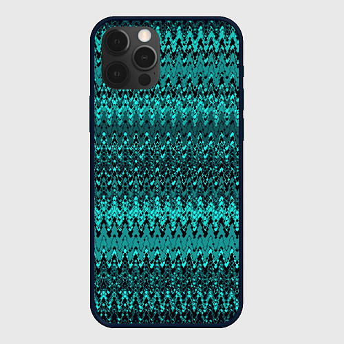 Чехол iPhone 12 Pro Max Бирюзовый узоры / 3D-Черный – фото 1