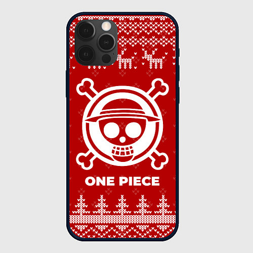 Чехол iPhone 12 Pro Max Новогодний One Piece с оленями / 3D-Черный – фото 1