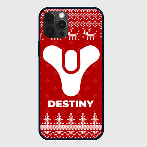 Чехол iPhone 12 Pro Max Новогодний Destiny с оленями / 3D-Черный – фото 1