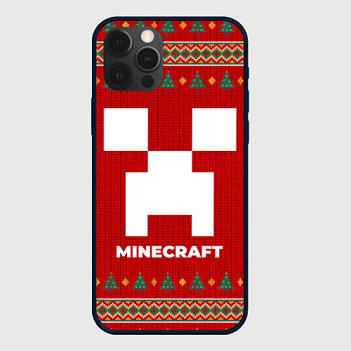 Чехол iPhone 12 Pro Max Minecraft new year / 3D-Черный – фото 1