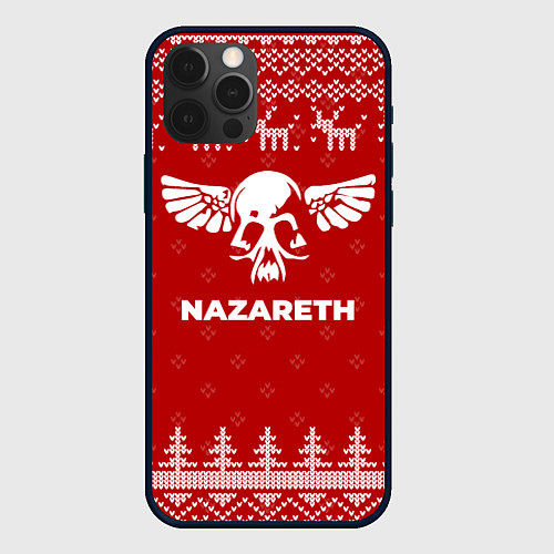 Чехол iPhone 12 Pro Max Новогодний Nazareth с оленями / 3D-Черный – фото 1